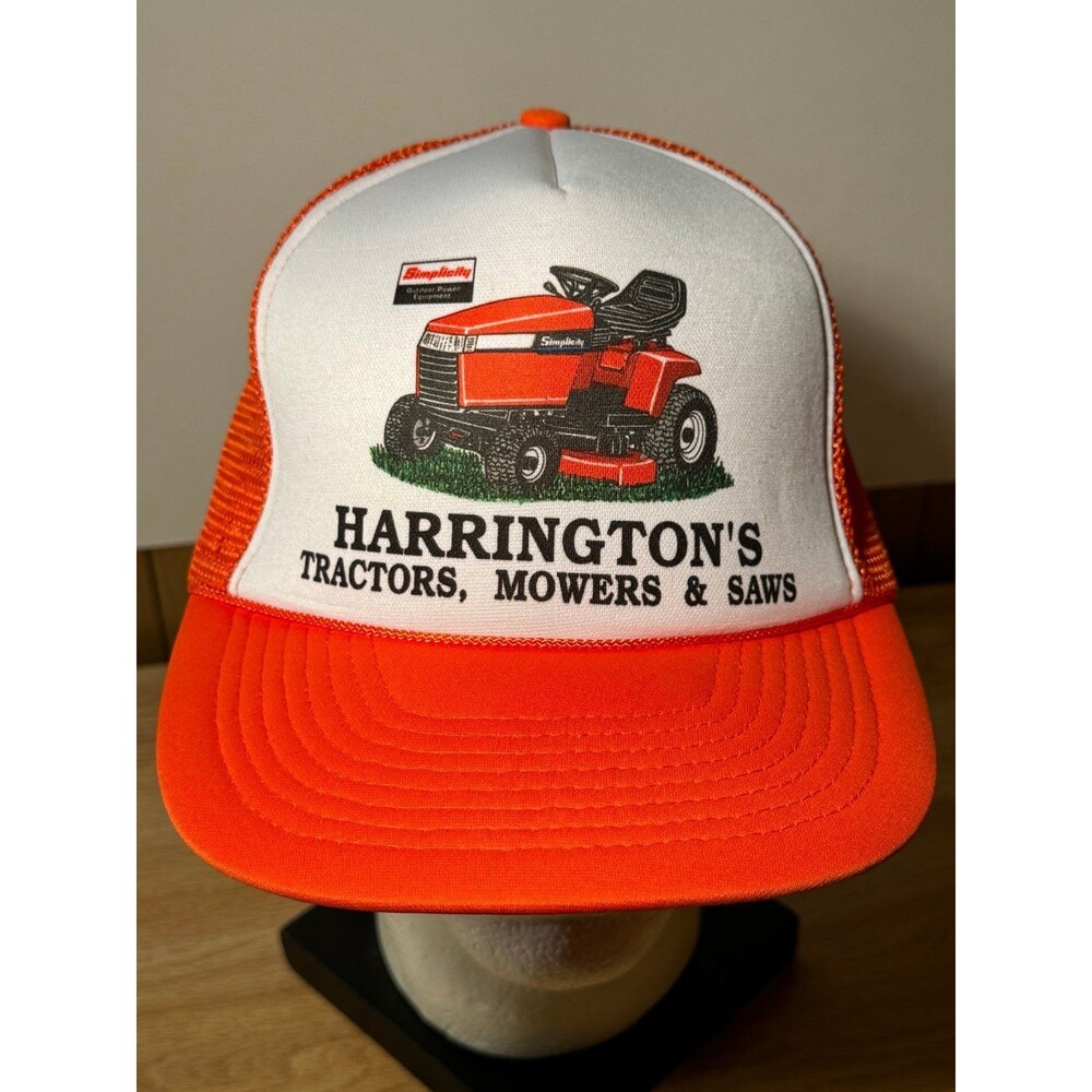 Vintage Harrington’s Tractors Mowers Saws Simplicity Trucker Mesh Snapback Hat